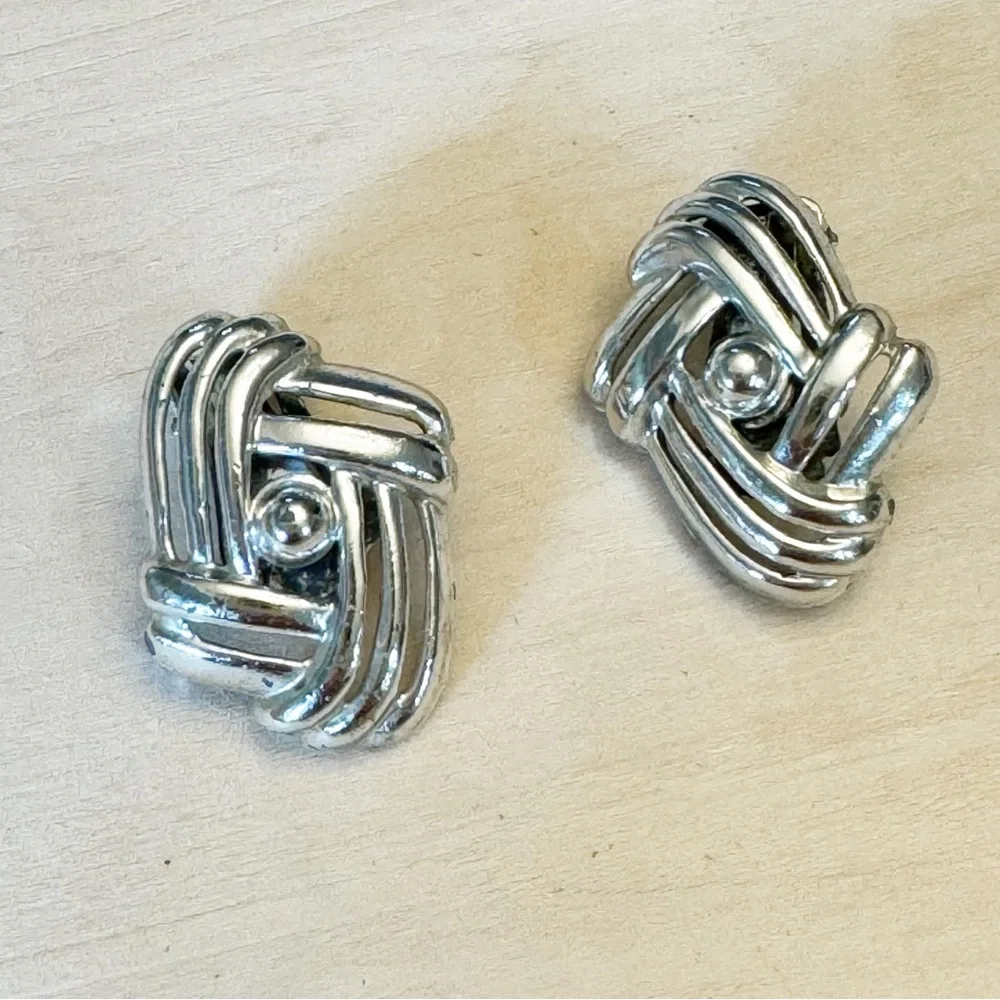 Vintage Silver Tone Clip On Earrings
